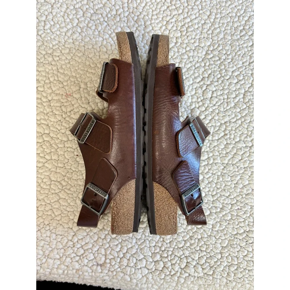 Birkenstock Milano Habana Brown Oiled Leather Slingback Sandals Mens 8 Womens 10